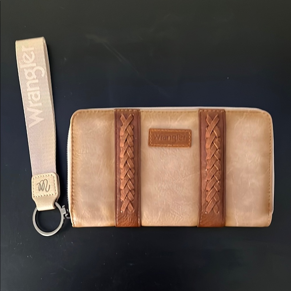 Wrangler Beige and Brown Wallet with Wrist Strap